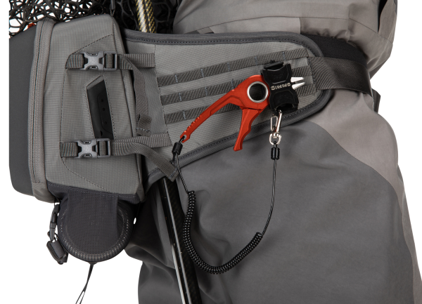 Simms Freestone Hip Pack Model Side Simms Freestone Hip Pack Model Side